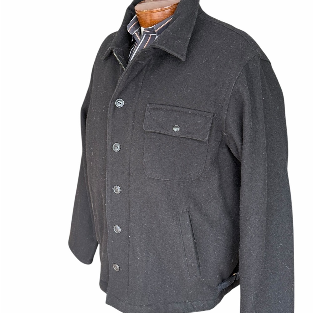 Old Navy Black Wool Blend Chore Jacket XXL Quilted Lined Zip Button Coat